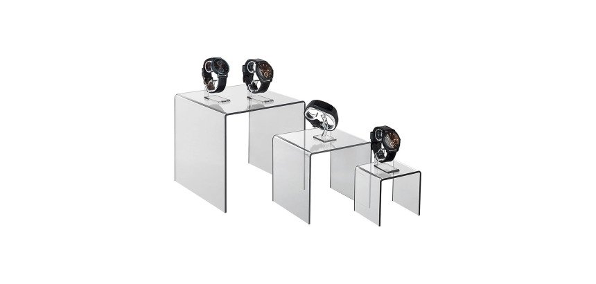 Espositore - Stand - Supporto - Set da 3 piedistallo in acrilico trasparente - Espositore a ponte
