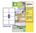 Avery LR7165-100 Recycled Address Labels 99.1 x 67.7 mm White 100 Sheets of 8 Labels