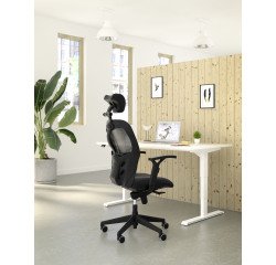 Scrivania elettrica elevabile 160 x 80 cm Bianco Ecla Ergo Premium Bruneau