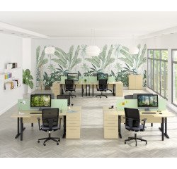 Scrivania angolare Altys con allungo gambe ad L in metallo