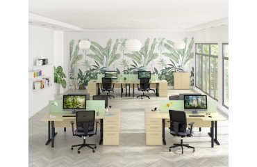 Scrivania angolare Altys con allungo gambe ad L in metallo