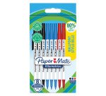 Stylo bille Papermate Kilometrico à capuchon pointe 1 mm - écriture moyenne - Pochette de 8 couleurs assorties