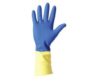 Guanti biprene in lattice blu e giallo, 1 paio