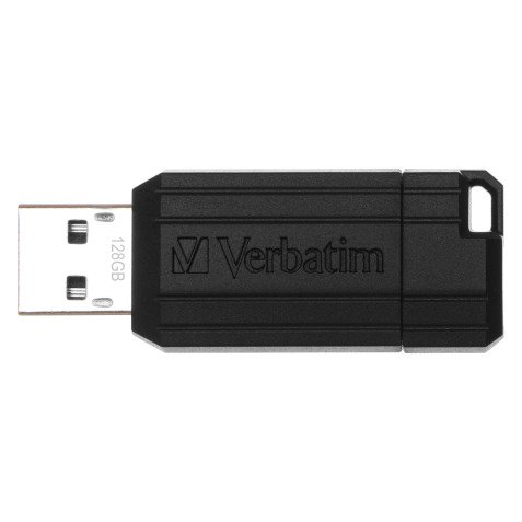 Memoria USB-A Verbatim Prinstripe retráctil negra de 128 GB