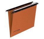 Cartelle Sospese Cartesio per Cassetti interasse 39÷39,8 cm, Portaetichette Lenticolare già Montato, Fondo a V, Confezione da 25 p.zi, Colore Arancio