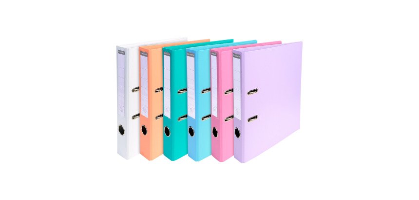 Classeur à levier plastifié Exacompta A4 - Dos 5 cm couleurs assorties pastel