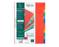 Intercalaire A4 carte lustrée colorée Exacompta 12 onglets neutres