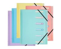 Chromaline plastic sorter Exacompta with 3 flaps and 6 sections - assorted colors