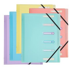 Chromaline plastic sorter Exacompta with 3 flaps and 6 sections - assorted colors
