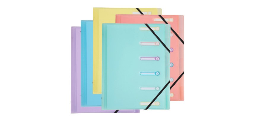 Trieur plastique Chromaline Exacompta 3 rabats 6 divisions - couleurs assorties