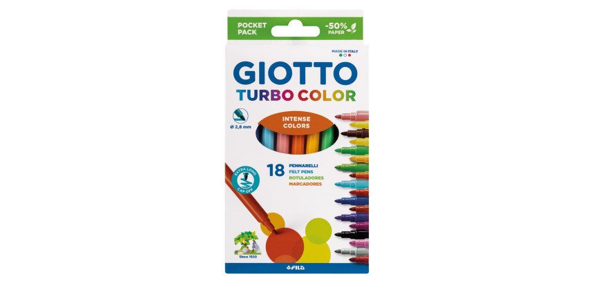 Pennarelli GIOTTO Turbo Color assortiti 18 pezzi eco pack 50% riciclato