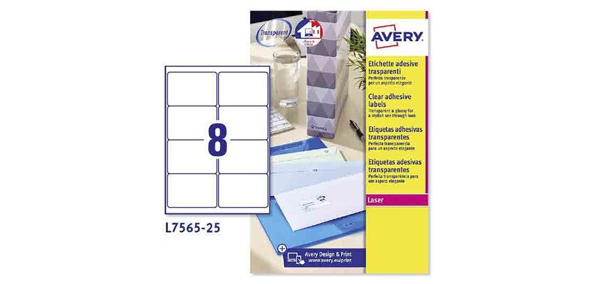 Avery Address Labels L7565-25 Transparent 300 labels per pack