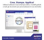 Etichette adesive Avery trasparenti lucide 99,1x67,7mm, 8 etichette per foglio, adesivo permanente, laser, 25 fogli