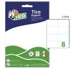 Etichette adesive Tico in carta bianca in bustina scrivibili a mano 58x36mm, 8 etichette per foglio, adesivo permanente, 10 fogli
