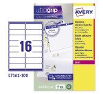 Avery L7162-100 Address Labels Self Adhesive 99.1 x 33.9 mm White 100 Sheets of 16 Labels