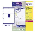Etichette adesive Avery in carta bianca 99,1x93,1mm, 6 etichette per foglio, adesivo permanente, laser, 100 fogli