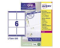 Etichette adesive Avery in carta bianca 99,1x93,1mm, 6 etichette per foglio, adesivo permanente, laser, 100 fogli