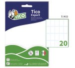 Etichette adesive Tico in carta bianca in bustina scrivibili a mano, 36x22mm, 20 etichette per foglio, adesivo permanente, 10 fogli