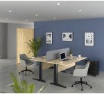 Bureau droit hêtre L 140 cm, piétement L métal - O-line 2