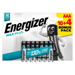 Pack 10 piles alcaline LR03 Energizer Max Plus AAA + 4 OFFERTES