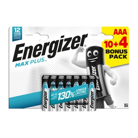 Pack 10 piles alcaline LR03 Energizer Max Plus AA + 4 OFFERTES