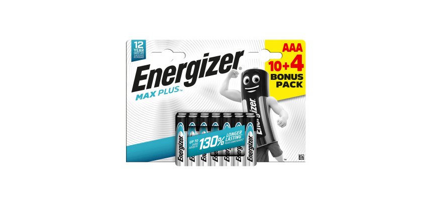 Pack 10 piles alcaline LR03 Energizer Max Plus AAA + 4 OFFERTES
