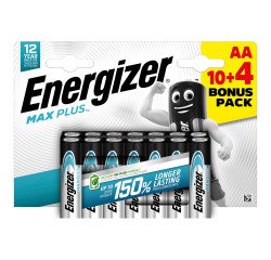 Pack de 10 pilas alcalinas LR06 Energizer Max Plus AA + 4 gratis