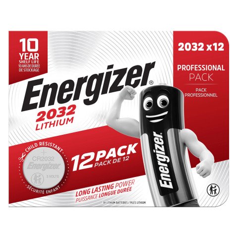 Pila de botón de litio Energizer CR2032, paquete de 12