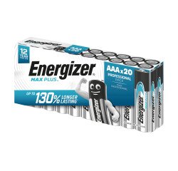 Pilas alcalinas AAA Energizer Max Plus (paquete de 20) LR03