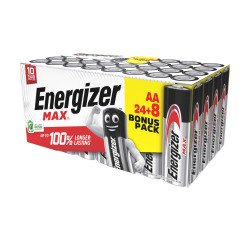 Pack de 24 pilas alcalinas Energizer Max AA LR06 + 8 gratis