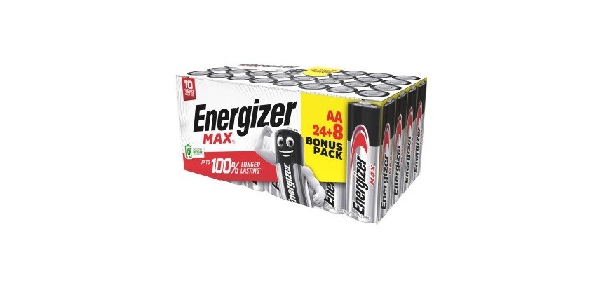 Pack 24 piles alcaline Energizer Max AA LR06 + 8 offertes