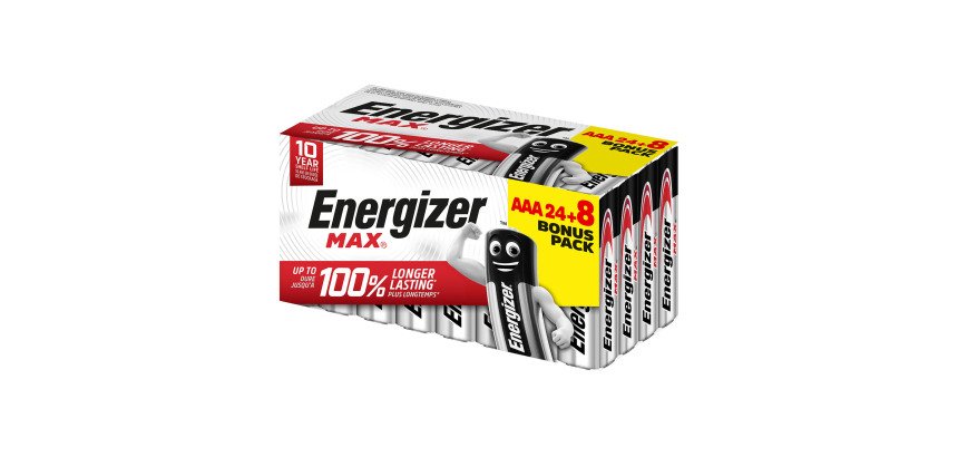 Pack 24 piles alcaline Energizer Max AAA LR03 + 8 offertes