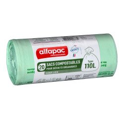 Bolsas de basura para residuos compostables de 110 L Alfapac profesional  - 20 bolsas