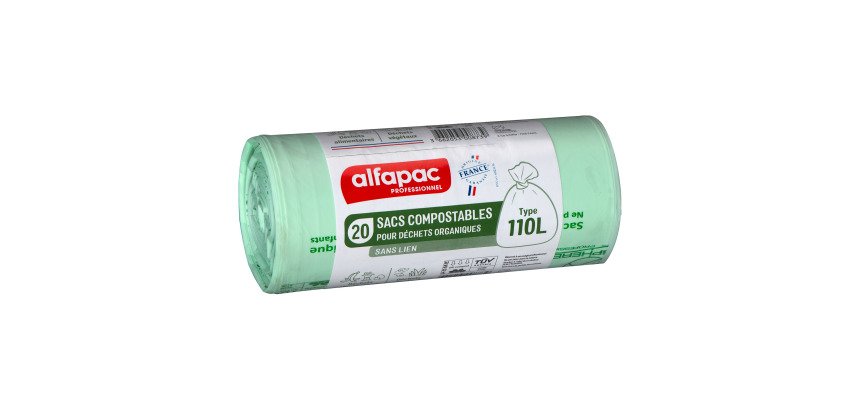 Sac poubelle pour déchets compostable 110 L Alfapac professionnel - 20 sacs