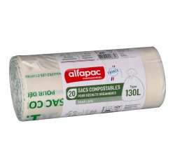 Bolsas de basura para residuos compostables 130 L Alfapac profesional - 20 bolsas