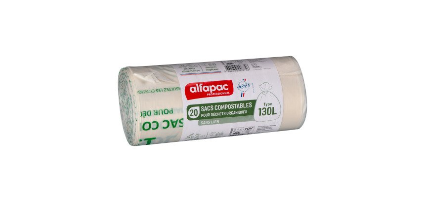 Sac poubelle pour déchets compostable 130 L Alfapac professionnel - 20 sacs