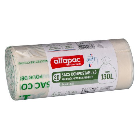 Bolsas de basura para residuos compostables 130 L Alfapac profesional - 20 bolsas