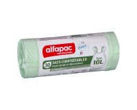 Sac poubelle pour déchets compostables 10 L Alfapac professionnel - 30 sacs