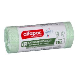 Sac poubelle pour déchets compostables 10 L Alfapac professionnel - 30 sacs