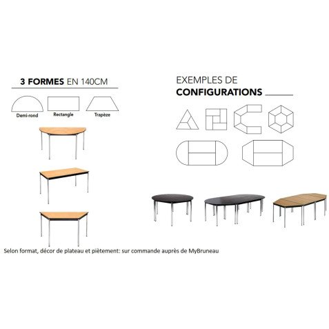 Trapezoidal table Comfort chromed undercarriage
