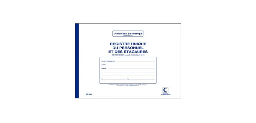 Registre Unique d'inscription du personnel et des stagiaires Elve 1464, 21 x 29,7 cm, 34 pages
