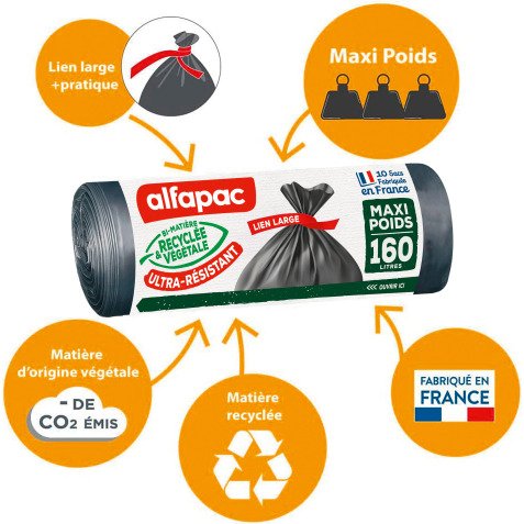 Garbage bag Alfapac 160 liters - Box of 30