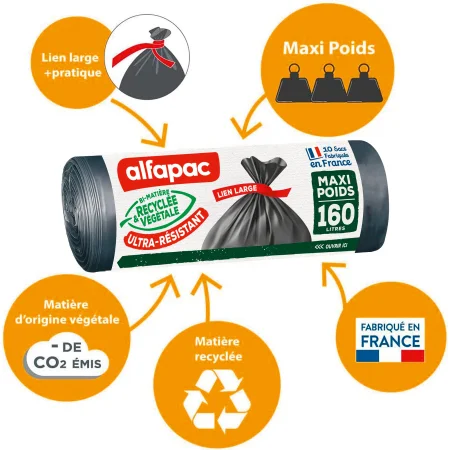 Sac poubelle pour déchets compostables 110 L - Alfapac 