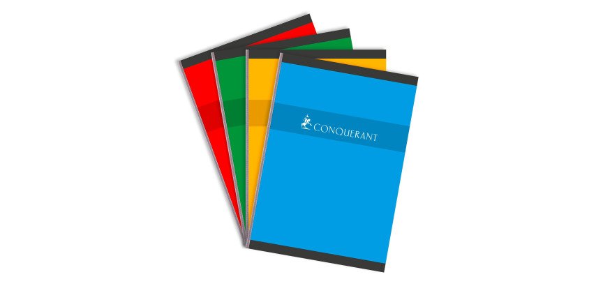 Saddle-stitched notebook Conquérant A4 - 21 x 29.7 cm small squares 192 pages
