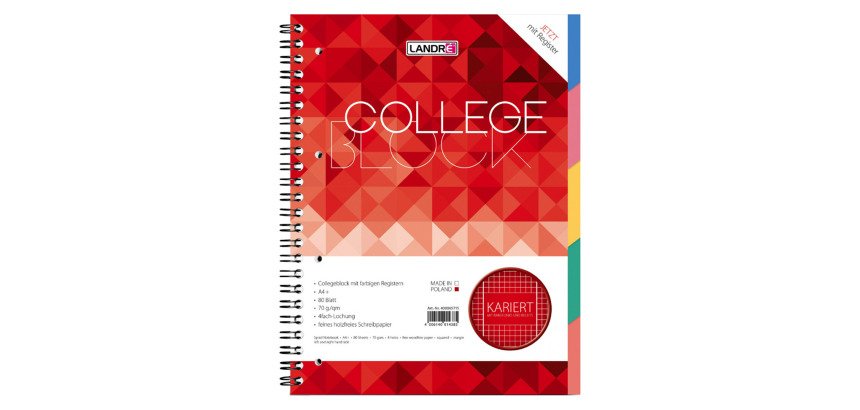 Cahier à spirale A4 avec intercalaires 'Collège' Landré