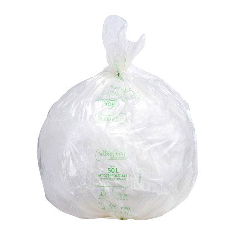 Sac poubelle pour déchets compostable 50 L Alfapac professionnel - 20 sacs