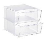 Module de rangement Cube 2 tiroirs Deflecto, cristal