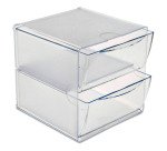 Cube Storage Box, 2 Drawers, Crystal
