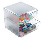 Module de rangement Cube 2 tiroirs Deflecto, cristal