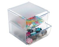 Module de rangement Cube 2 tiroirs Deflecto, cristal